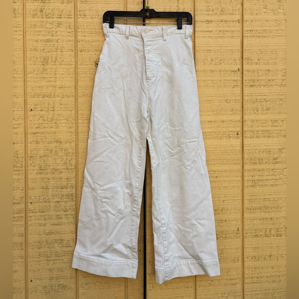 THE GREAT. Women's White Cropped Wide-Leg Pants